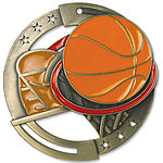 Large Colorful Enamel Basketball Medals M3SB2 with Neck Ribbons