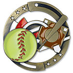 Large Colorful Enamel Softball Medals M3SS7 with Neck Ribbons