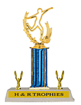 S3 90435 Boy or girl silhouette single post soccer trophy
