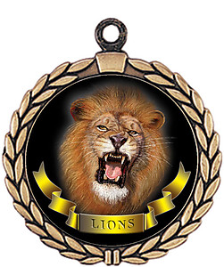 Lion Mascot Medal HR905-7166 with Neck Ribbon
