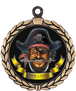 Pirate Mascot Medal HR905-7167 with Neck Ribbon