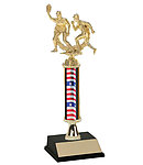 Close Play Baseball Trophy with Single Round Post and Riser
