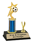 Star Soccer Ball single post youth soccer trophy R2-5003 with trim