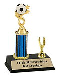 Soccer Ball with a twist Boy or girl single post soccer trophy with trim R2-6114