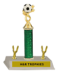 Soccer Ball with a twist Boy or girl single post soccer trophy with double trim R3-6114