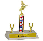 R3-7702 going for the layup boys Basketball Trophies with a single round column and side trim