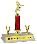 R3R-7702 Basketball Trophies with a single round column with double trim and riser