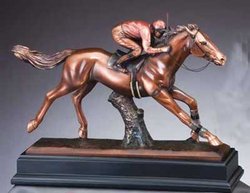 Resin Race Horse and Jockey Sculpture