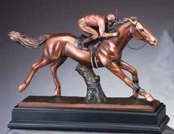 Resin Race Horse and Jockey Sculpture
