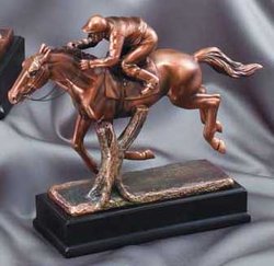 Resin Race Horse and Jockey Statue