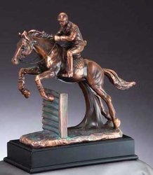 Resin Horse Jumper Sculpture