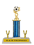 Soccer Ball with a twist Boy or girl single post soccer trophy with double trim S3-6114