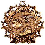 Ten Star Basketball Medals TS-402 with Neck Ribbons