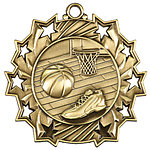 Ten Star Basketball Medals TS-402 with Neck Ribbons