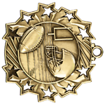Ten Star Football Medals TS-405 with Neck Ribbons