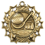 Ten Star Golf Medals TS-406 with Neck Ribbons