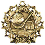 Ten Star Golf Medals TS-406 with Neck Ribbons