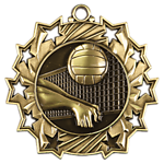 Ten Star Volleyball Medals TS-417 with Neck Ribbons