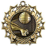 Ten Star Volleyball Medals TS-417 with Neck Ribbons