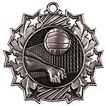 Ten Star Volleyball Medals TS-417 with Neck Ribbons