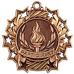Ten Star Participant Medals TS-510 with Neck Ribbons