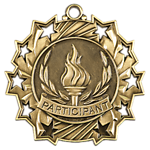 Ten Star Participant Medals TS-510 with Neck Ribbons