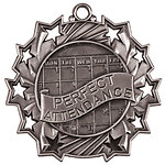 Ten Star Perfect Attendance Medals TS-511 with Neck Ribbons