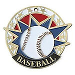Colorful USA Baseball Medals 38130 with Neck Ribbons