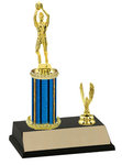 R2 Basketball Trophies with a single round column with riser