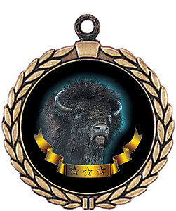 Buffalo Mascot Medal HR905-7175 with Neck Ribbon