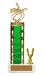 S2-716G-717G Cowboy and Cowgirl Cutting Horse Trophy with Trim