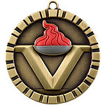 IM290 Colorful 3D Victory Torch Medals with Neck Ribbons