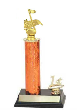 Round Column Single Post Band Trophy, Music Trophy with Trim