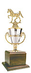 Gaited Horse with Cup and Genuine Walnut Base GWRC711G