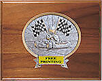 54350CFH Go-Kart Racing on a Genuine Walnut Plaque